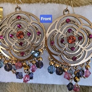 Chic Gold and Multicolor Dangle Earrings